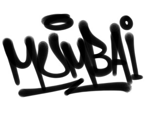 textured sprayed graffiti tagging letters MUMBAI city name isolated design in black