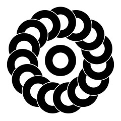 Chain of circles crop circle pattern. 15 overlapping circles, rotated by 24 degrees around a 16th circle in the center, forming a kind of chain. Crop circle found 2025 near Jurassic Coast in Devon.
