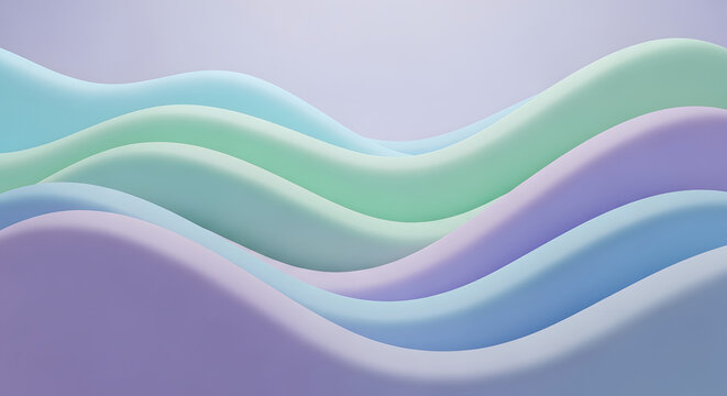 A minimalist 3D abstract background with gentle undulating pastel waves.