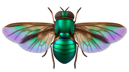 Horsefly with extended wings and bulging eyes, highly realistic, isolated for entomology visuals