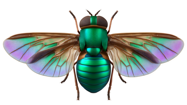 Horsefly with extended wings and bulging eyes, highly realistic, isolated for entomology visuals