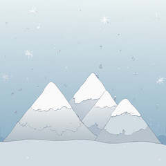 Winter Snow Mountain Landscape Illustrations in Minimalist and Gradient Style