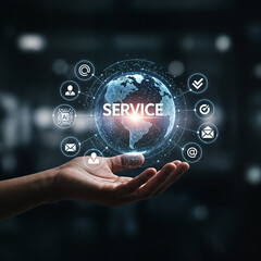 Title: Man Using Augmented Reality Interface Technology

