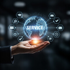 Title: Man Using Augmented Reality Interface Technology

