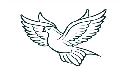 Obraz premium Elegant line art dove flying in peace