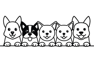 Obraz premium Cute cartoon animal heads: a fun vector illustration set featuring a dog, cat, pig, cow, bird, and rabbit