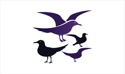 Fototapeta premium Stylized seagull birds silhouette illustration