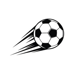 Black and White Soccer Ball with Motion Lines Illustration