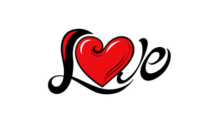 Romantic Love Lettering with Heart Balloons – Handwritten Typography for Valentine’s Day and Relationships