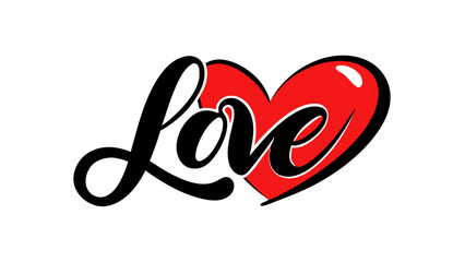 Romantic Love Lettering with Heart Balloons &ndash; Handwritten Typography for Valentine&rsquo;s Day and Relationships