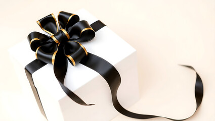 black ribbon and bow, gift, birthday gift, 32K Resolution