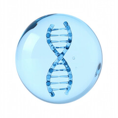 Dna molecule embedded inside water droplets in a stunning high-fidelity 3d rendering for scientific exploration of genetic structures isolate on transparent background PNG