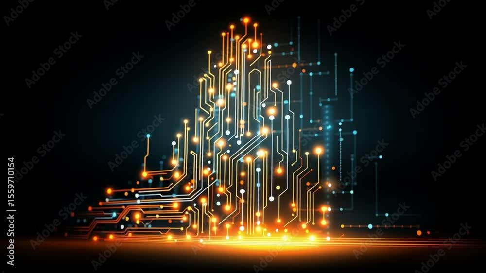 Aufkleber Exploring Digital Art With Glowing Circuits and Vibrant Patterns in a Dark Backdrop