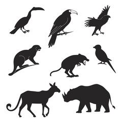 Wild Animal Silhouettes Vector Collection