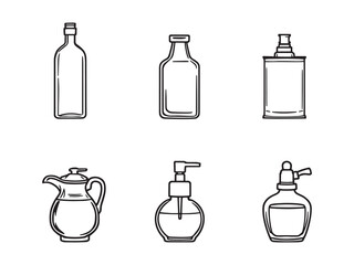 Fototapeta premium Minimalist line art illustration of oil dispenser bottle