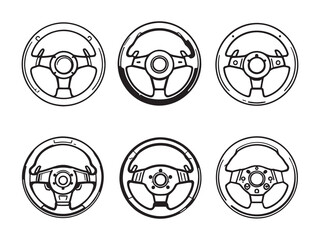 Minimalist line art steering wheel vector illustration design