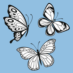 Elegant Black and White Butterfly Silhouette Set