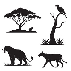 Wild Animal Silhouettes Vector Collection