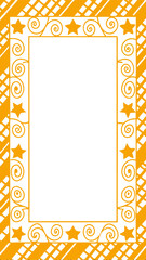 Whimsical orange border design featuring stars and decorative swirls on a white background perfect for invitations and crafts