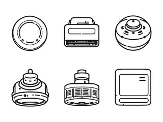 minimalist smoke detector icon simple outline design vector