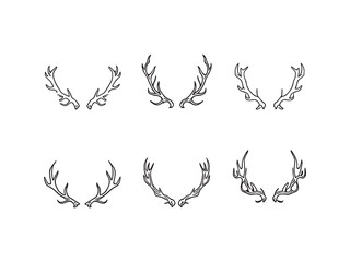 minimalist style antler wall mount line art vector