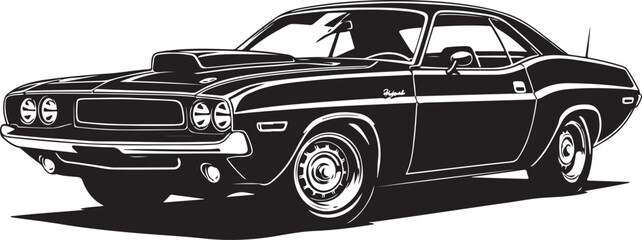 Vintage American Muscle Car Vector Illustration - Classic Challenger