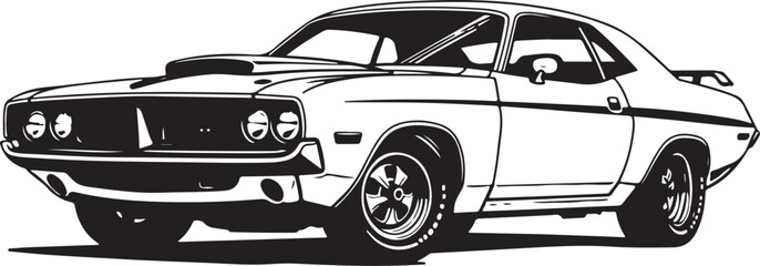 Vintage American Muscle Car Vector Illustration - Classic Challenger