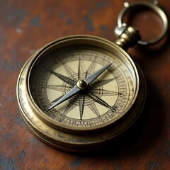 old compass on old wooden background