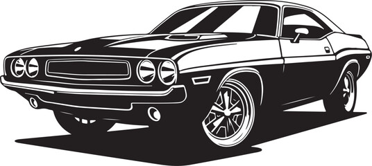 Vintage American Muscle Car Vector Illustration - Classic Challenger