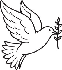Obraz premium Simple Peace Dove with Olive Branch Vector Icon