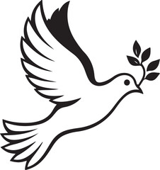 Fototapeta premium Simple Peace Dove with Olive Branch Vector Icon