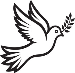 Obraz premium Simple Peace Dove with Olive Branch Vector Icon