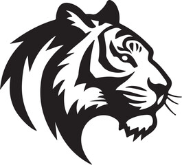 Powerful Tiger Head Side View - Wild Feline Vector Graphic