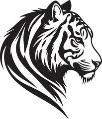 Obraz premium Powerful Tiger Head Side View - Wild Feline Vector Graphic