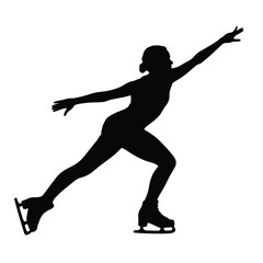 Figure Skater Silhouette Performing Graceful Movement on Ice Rink