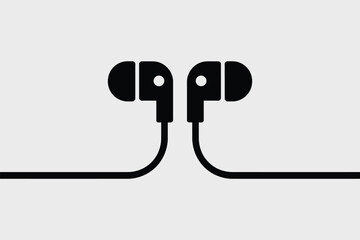 Simple Black In Ear Headphones Icon simple black