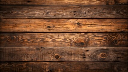Naklejka premium Dark Brown Rustic Wooden Planks Background with Natural Grain Texture