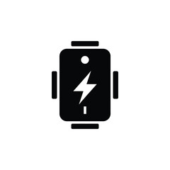 Black and White Illustration of a Smartwatch Charging Symbol