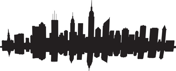 Detailed City Skyline Silhouette - Urban Panorama Vector