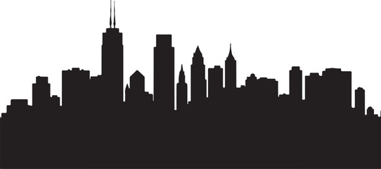 Detailed City Skyline Silhouette - Urban Panorama Vector