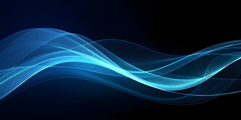 Dynamic Blue Wavy Abstract Lines on Dark Background for Technology Concept