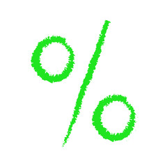 Green Hand-Drawn Percentage Symbol  Illustrative Design Element for Discounts, Sales, and Offers
