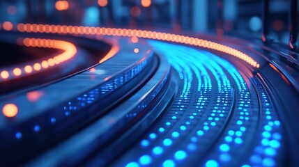 Abstract Futuristic Circular Conveyor Belt with Glowing Lights Concept Art