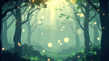 Magical forest glow, animated dreamy woods filled with soft light and enchanted elements perfect for fantasy storytelling nature imagination and whimsical content