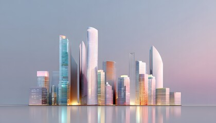 Obraz premium Modern city. Skyscraper on grey background