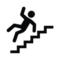 Falling Down Stairs Sign Warning Danger and Safety Symbol