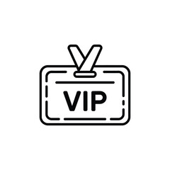 Black and White VIP Pass Badge Icon Illustration