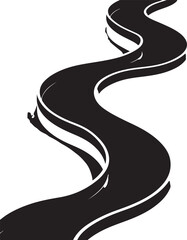 Naklejka premium Abstract Wavy Black Line or River Flow Vector