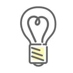 Heart-shaped filament lightbulb inspiration icon
