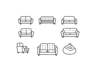 modern minimalist sofa line art vector illustration design